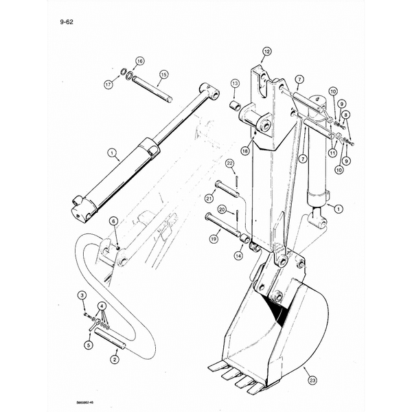 Astec and Case RT 360 Backhoe Dipper Parts Diagram