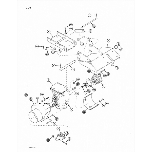 Astec and Case RT 360 Hydra Bore Head Gear Box and Motor Mounting Diagram, Wet Boring ONLY