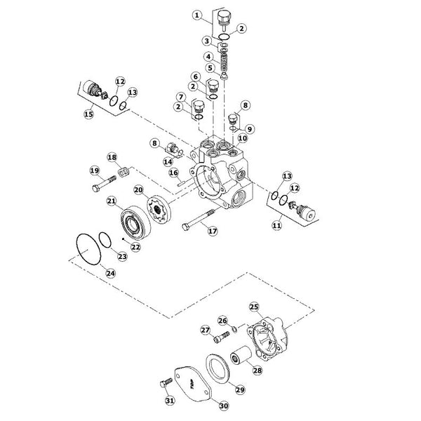 Astec and Case Maxi Sneaker C, D and E Ground Drive Pump 239918A1 End Cap, Gerotor and Adapting Parts