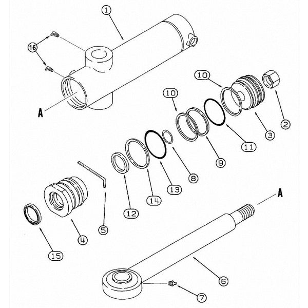 Astec and Case Maxi Sneaker C, D and E P75 Plow Swing Cylinder 230679A1 Repair Parts