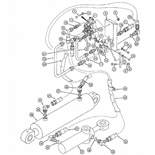 Astec and Case Maxi Sneaker C, D and E P75 Plow Valve to Lift and Swing Cylinders