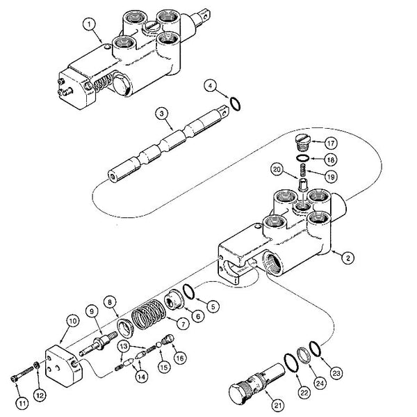 Astec and Case Maxi Sneaker C, D and E Trencher Control Valve Repair Parts