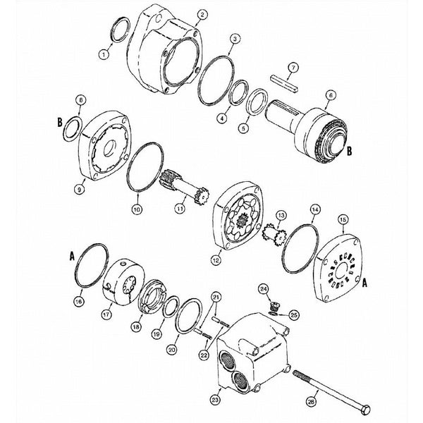 Astec and Case Maxi Sneaker C, D and E Trencher Hydraulic Motor 188974A1 Repair Parts