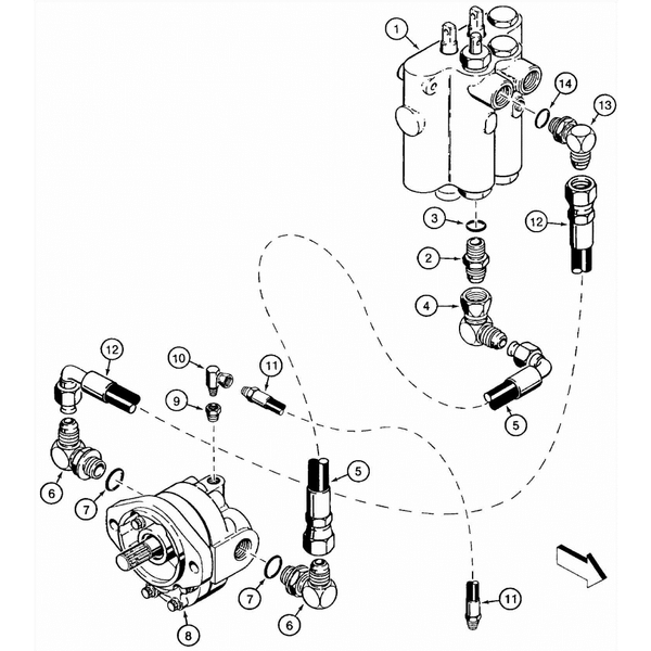 Astec and Case TF300 Control Valve to Hydraulic Drive Motor