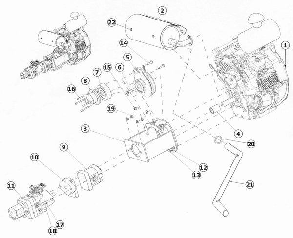 Astec RT160 Engine, Muffler, and Hydraulic Pump