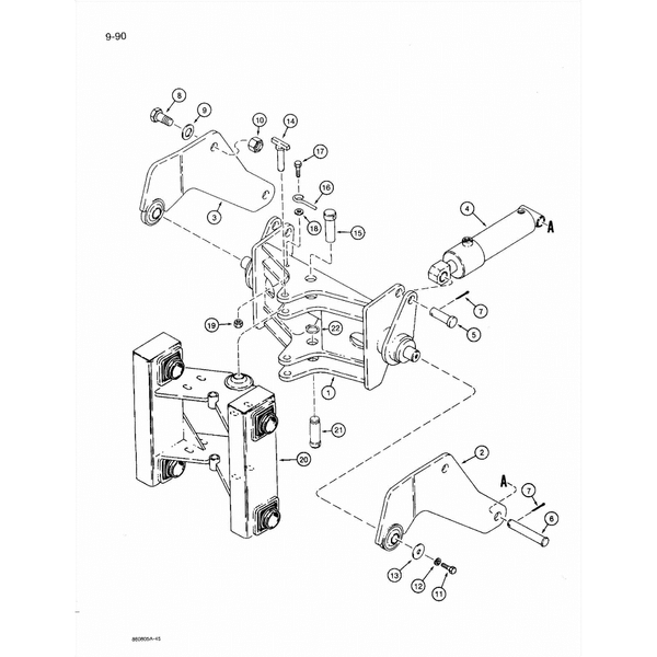 Astec and Case RT 360 Vibratory Plow Mounting and Lift Cylinder Diagram