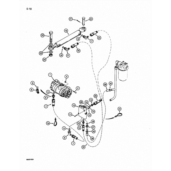Astec and Case RT 360 Hydraulic Valve, Pump and Steering Cylinder Diagram