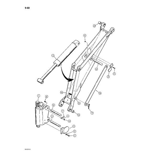Astec and Case RT 360 Backhoe Boom Parts Diagram
